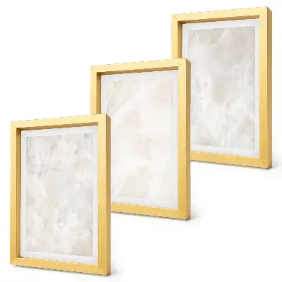 3 paveikslų rinkinys su rėmais balto marmuro akmens pastelinių struktūrų motyvais