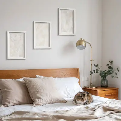 3 paveikslų rinkinys su rėmais balto marmuro akmens pastelinių struktūrų motyvais