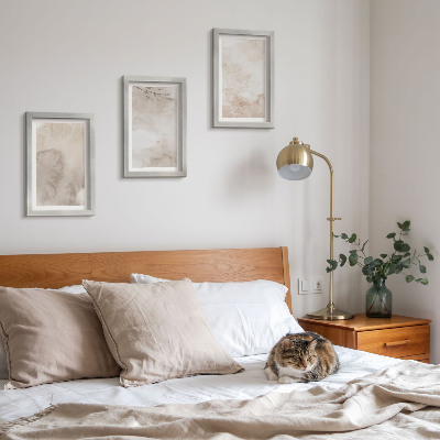 3 paveikslų rinkinys su rėmais Išsiliejusių akvarelinių dažų tekstūra boho stiliumi
