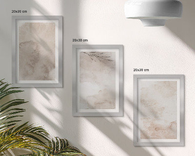 3 paveikslų rinkinys su rėmais Išsiliejusių akvarelinių dažų tekstūra boho stiliumi