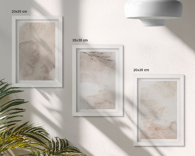 3 paveikslų rinkinys su rėmais Išsiliejusių akvarelinių dažų tekstūra boho stiliumi