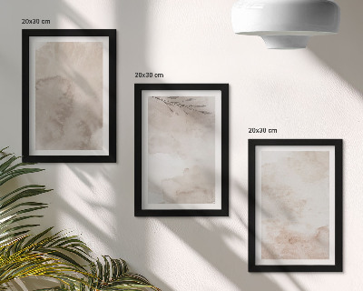 3 paveikslų rinkinys su rėmais Išsiliejusių akvarelinių dažų tekstūra boho stiliumi