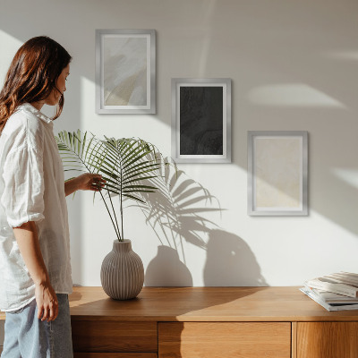 3 paveikslų rinkinys su rėmais Įvairių minimalizmo atspalvių konstrukcijos