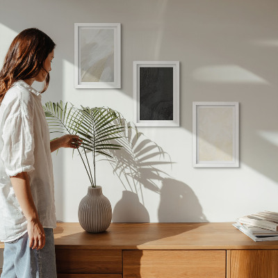 3 paveikslų rinkinys su rėmais Įvairių minimalizmo atspalvių konstrukcijos