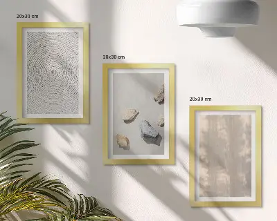 Įrėmintų paveikslų rinkinys su boho stiliaus natūraliomis tekstūromis