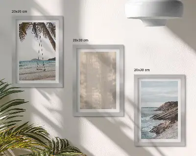 3 paveikslų rinkinys su rėmais vasaros smėlis ir pajūrio peizažai