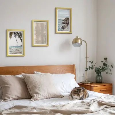 3 paveikslų rinkinys su rėmais vasaros smėlis ir pajūrio peizažai
