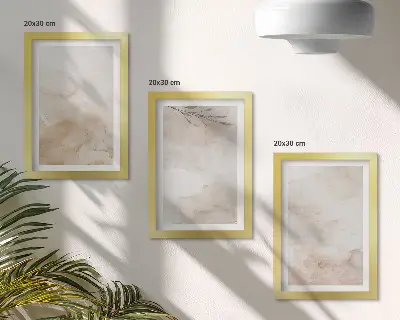 Akvarelės dėmės ir lapai pastelinėmis spalvomis 3 paveikslų rinkinys su rėmais