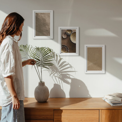 3 paveikslų rinkinys su rėmais Akmens konstrukcijos modernaus minimalistinio stiliaus