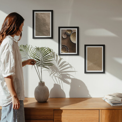 3 paveikslų rinkinys su rėmais Akmens konstrukcijos modernaus minimalistinio stiliaus