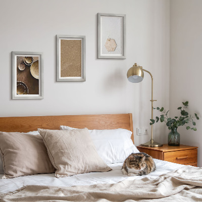3 paveikslų rinkinys su rėmais Minimalistinės tekstūros šiltomis spalvomis
