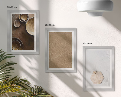 3 paveikslų rinkinys su rėmais Minimalistinės tekstūros šiltomis spalvomis