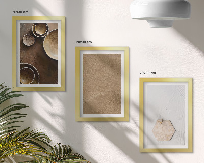 3 paveikslų rinkinys su rėmais Minimalistinės tekstūros šiltomis spalvomis