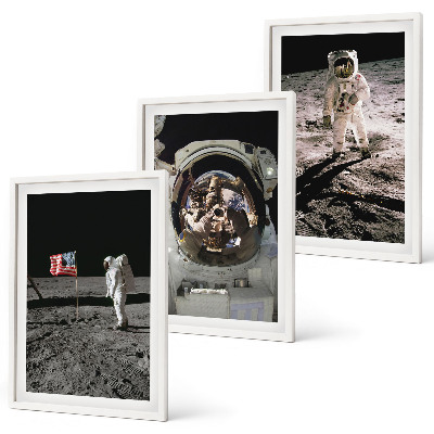 Įrėmintas triptikas NASA astronauto nusileidimas Mėnulyje