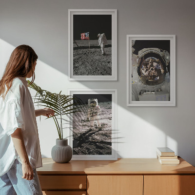 Įrėmintas triptikas NASA astronauto nusileidimas Mėnulyje