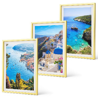 Įrėmintas triptikas Graikiški Santorinio Oia vaizdai