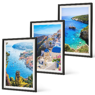 Įrėmintas triptikas Graikiški Santorinio Oia vaizdai