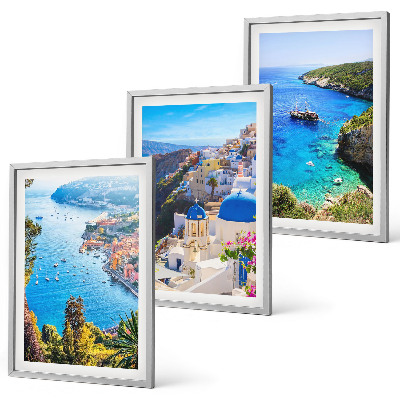 Įrėmintas triptikas Graikiški Santorinio Oia vaizdai