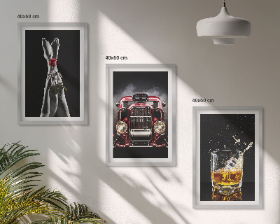 3 paveikslų rinkinys su rėmais Moterų kojos rožinio automobilio viskio