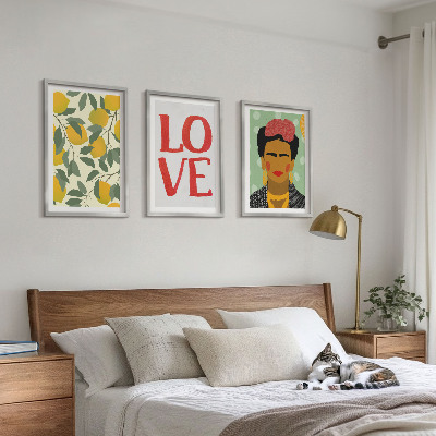3 paveikslų rinkinys su rėmais Citrinos LOVE Fridos portretas