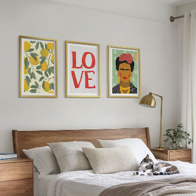 3 paveikslų rinkinys su rėmais Citrinos LOVE Fridos portretas