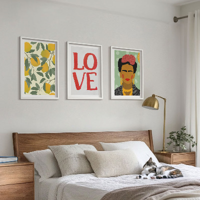 3 paveikslų rinkinys su rėmais Citrinos LOVE Fridos portretas
