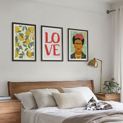 3 paveikslų rinkinys su rėmais Citrinos LOVE Fridos portretas
