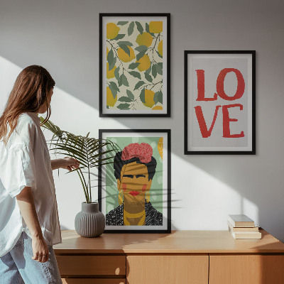 3 paveikslų rinkinys su rėmais Citrinos LOVE Fridos portretas