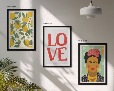 3 paveikslų rinkinys su rėmais Citrinos LOVE Fridos portretas