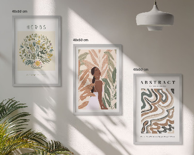 Įrėmintas triptikas Bohemiški pasteliniai minimalistiniai plakatai