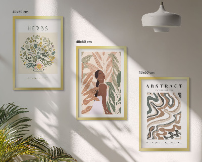 Įrėmintas triptikas Bohemiški pasteliniai minimalistiniai plakatai