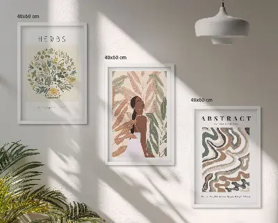 Bohemiški pasteliniai minimalistiniai plakatai įrėmintas triptikas