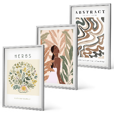 Įrėmintas triptikas Bohemiški pasteliniai minimalistiniai plakatai
