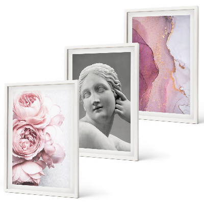 3 paveikslų rinkinys su rėmais Bijūnų abstrakti moters skulptūra