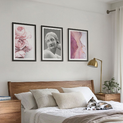 3 paveikslų rinkinys su rėmais Bijūnų abstrakti moters skulptūra