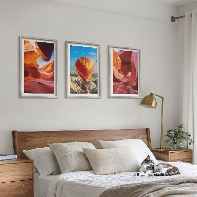 3 paveikslų rinkinys su rėmais Dykumos tarpekliai oro balionu
