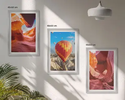Dykumos tarpekliai oro balionu 3 paveikslų rinkinys su rėmais