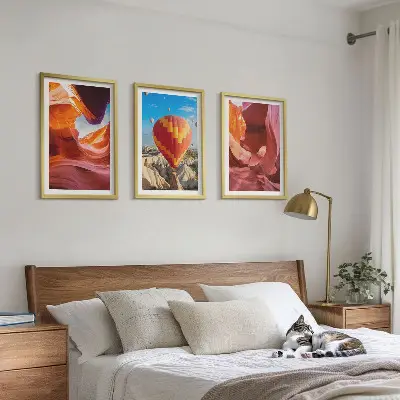 Dykumos tarpekliai oro balionu 3 paveikslų rinkinys su rėmais
