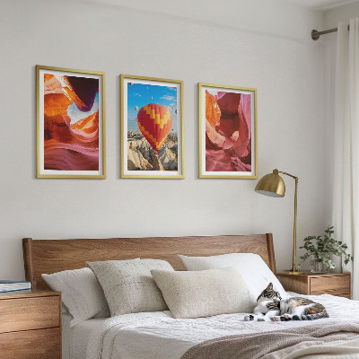 3 paveikslų rinkinys su rėmais Dykumos tarpekliai oro balionu