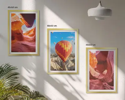 Dykumos tarpekliai oro balionu 3 paveikslų rinkinys su rėmais
