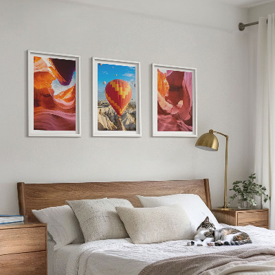 3 paveikslų rinkinys su rėmais Dykumos tarpekliai oro balionu