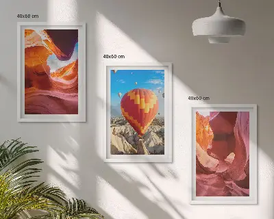 Dykumos tarpekliai oro balionu 3 paveikslų rinkinys su rėmais