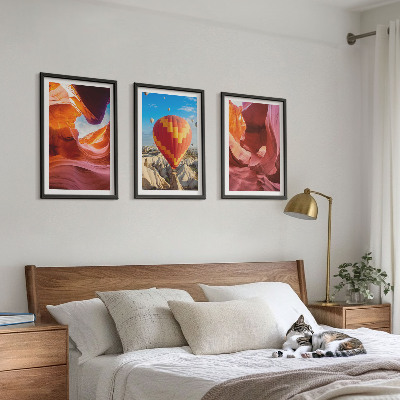 3 paveikslų rinkinys su rėmais Dykumos tarpekliai oro balionu
