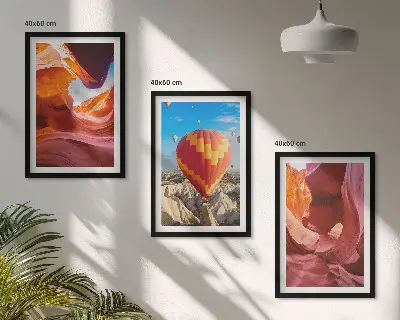 Dykumos tarpekliai oro balionu 3 paveikslų rinkinys su rėmais