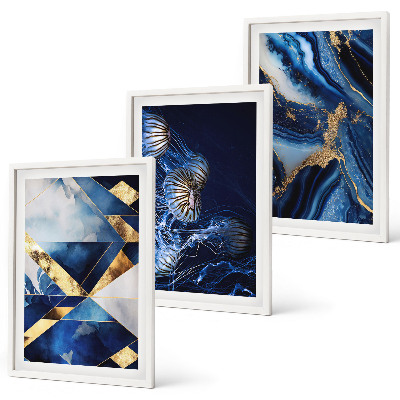 3 paveikslų rinkinys su rėmais Abstraktūs elegantiški raštai