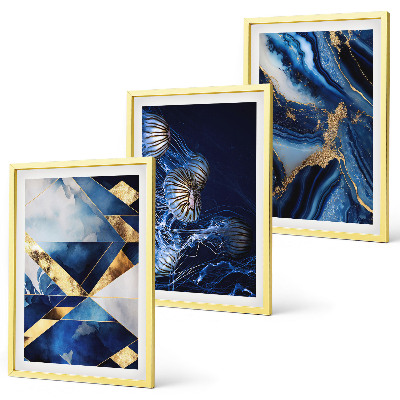 3 paveikslų rinkinys su rėmais Abstraktūs elegantiški raštai
