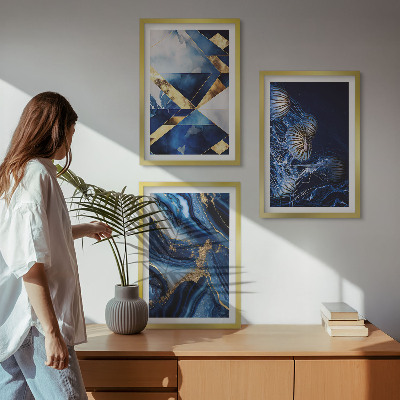 3 paveikslų rinkinys su rėmais Abstraktūs elegantiški raštai