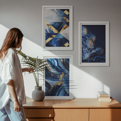3 paveikslų rinkinys su rėmais Abstraktūs elegantiški raštai