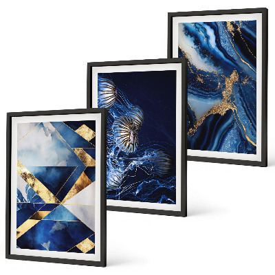 3 paveikslų rinkinys su rėmais Abstraktūs elegantiški raštai