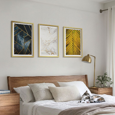 3 paveikslų rinkinys su rėmais Geometriniai raštai ir augmenija